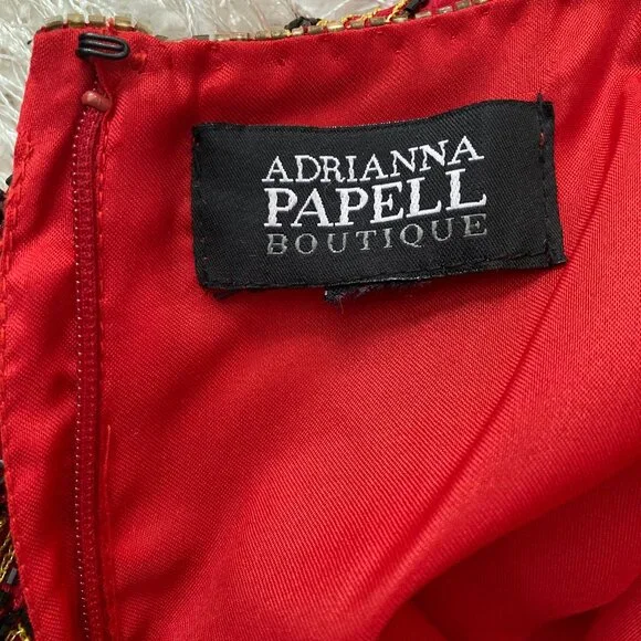 Adrianna Papell Boutique Beaded Silk Lined Daisy 🌼 Red - Picture 2 of 11